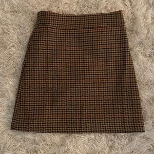 Houndstooth Wool Skirt
